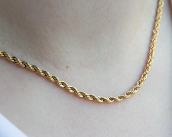 Gold Rope Chain Necklace – Stainless Steel Trendy Thick Chain for Women & Men