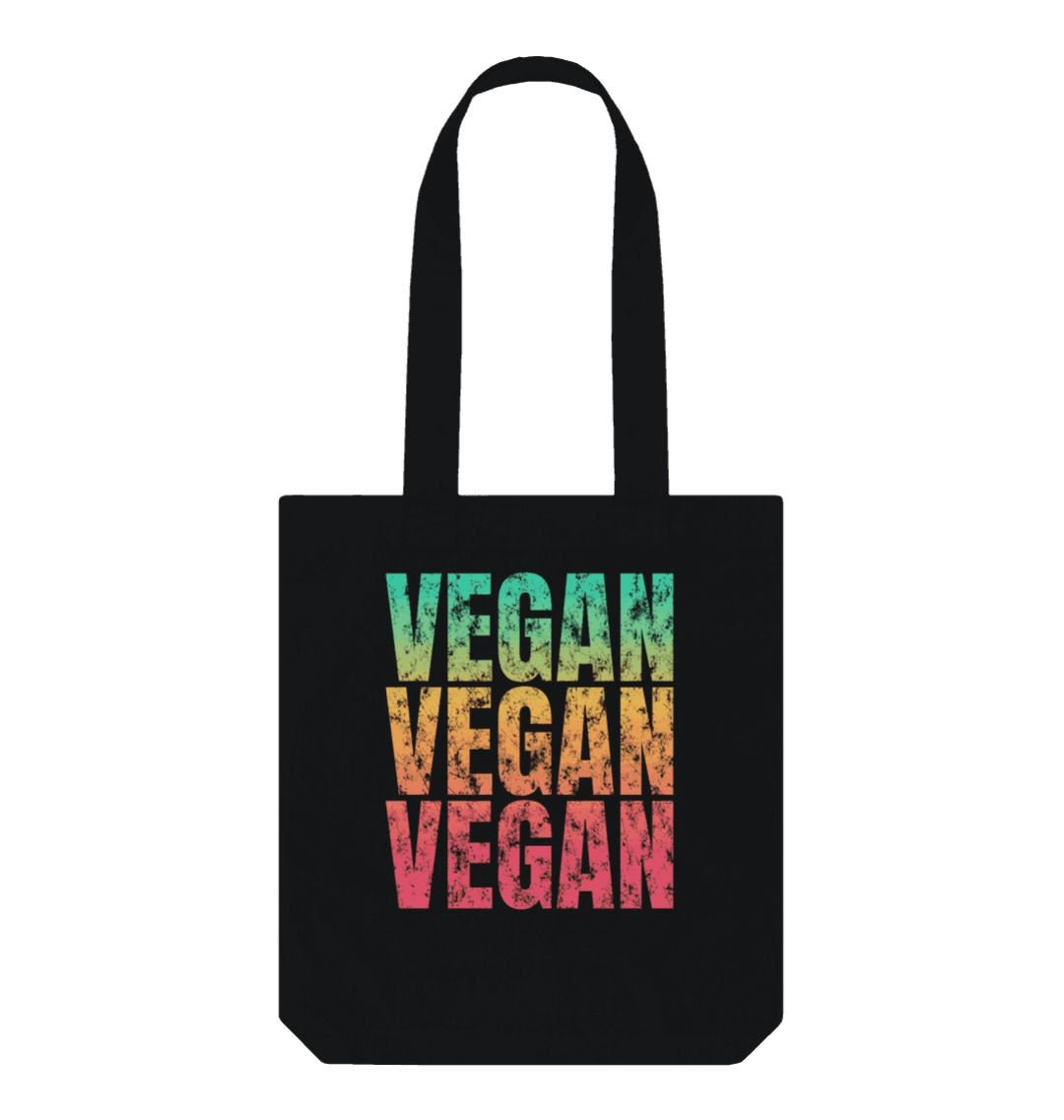 Vegan Fruit & Veg Logo Organic Cotton Tote Bag - Eco Friendly Reusable Shopping Bag (Black, 42x38cm) - View #6