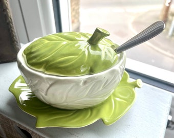 Cabbage leaves sugar bowl by Carlton ware vintage