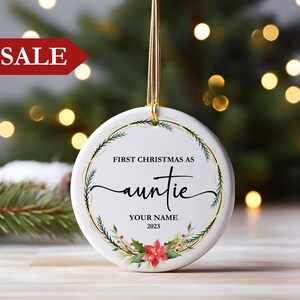 New Auntie Christmas Ornament, First Christmas as Auntie Keepsake, Birth Announcement Gift for New Aunt