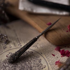 Ornate Metal Candle Scribe, spell candle carvings