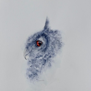 Eagle Owl Watercolour Print, Mounted | Nocturnal Bird Wall Art | Rustic Bird Print | Autumn Home Wall Art & Fall Gift