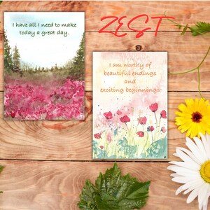 Energy and Positivity Affirmation Card  Watercolour Art with Uplifting Message
