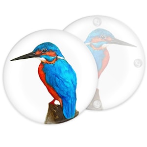 Kingfisher Glass Coaster | Watercolour Bird Art | Countryside Table Decor