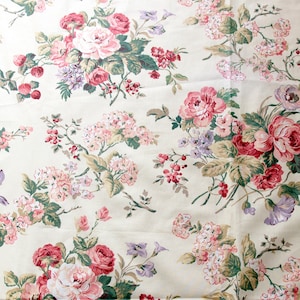 Vintage Laura Ashley - GAINSBOROUGH - Old Rose Multi Cream, Cotton Chintz Fabric, Various Lengths, 1993
