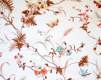 Vintage Sanderson - COUNTRY TRAIL - Katoen bedrukte stof, Trailing Floral, 124cm x 276cm, 1979