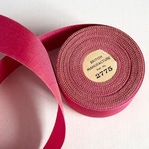 Vintage Breite rosa Grosgrain Petersham, 5 cm Breites gewebtes Band, Preis per Meter