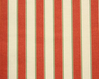 Vintage Laura Ashley - CRICKET STRIPE - Terracotta / Moss / Cream, Country Furnishing Cotton, 122cm x 50cm, 1983