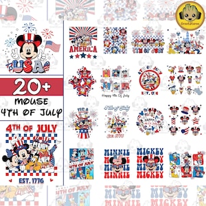 20+ Mouse 4th Of July PNG Bundle, Cartoon 4th July Png, Fourth Of July Designs, Independence Day Bundle, 4th Of July Png, Sublimation Design