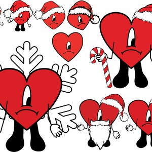 ベイビー ベニート クリスマス svg、sin ti svg、バッド バニー ハート svg、レイヤード SVG、クリカット、カット ファイル、Svg、Png、Svg、Eps レイヤード デジタル ベクター ファイル