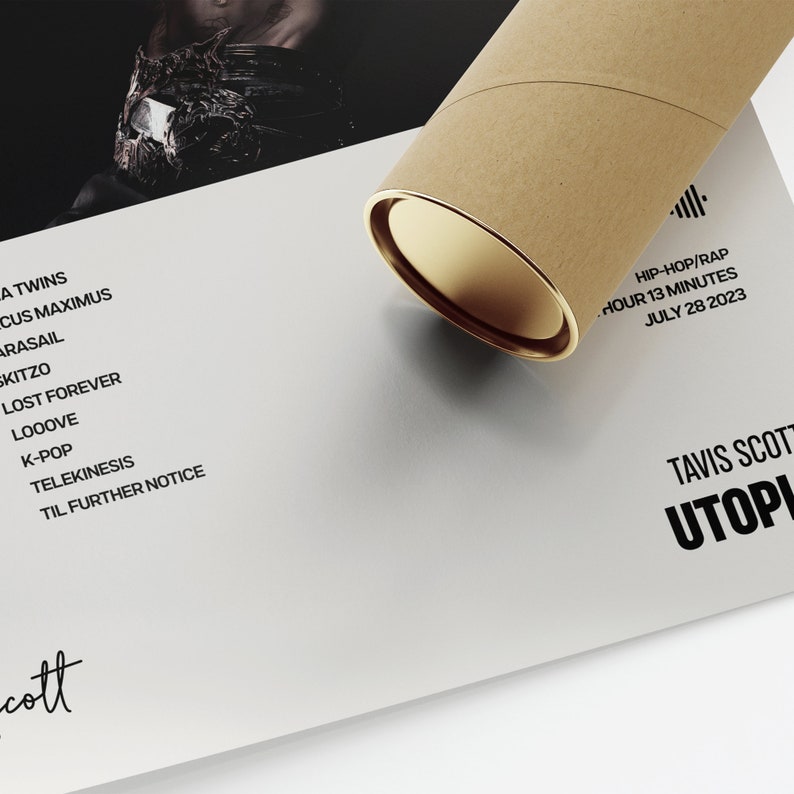 Travis Scott, Utopia, Minimalist Print/poster, Music Album Tracklist