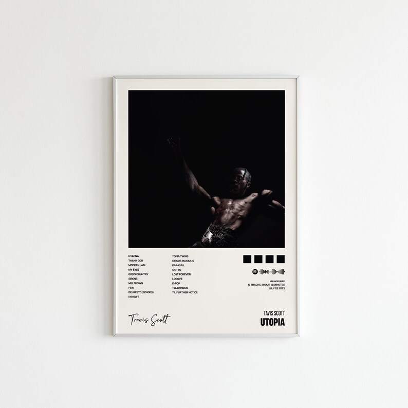 Travis Scott, Utopia, Minimalist Print/poster, Music Album Tracklist