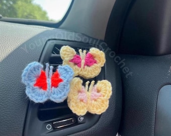 Crochet Butterfly Car Vent Clip: Handmade Acrylic Cottagecore Decor