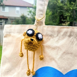 Adventure time Jake the dog Keychain | Fidget Keychain | Crochet Keychain | Cartoon | Finn and Jake | Lanky Dog | Fidget Toy