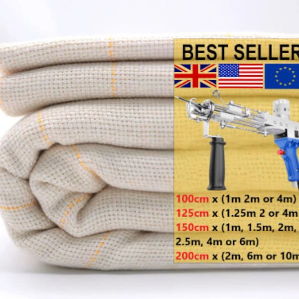 Premium Quality Tufting Cloth Monks Cloth With Yellow Guidelines For Tufting Gun Fabric for Punch Needle Rug Hooking Organic Cotton Rug 10M+