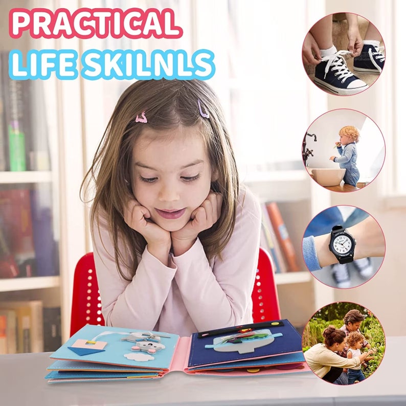 Busy Board - Montessori - Livre d'activités - Couleurs vives - 24 mois