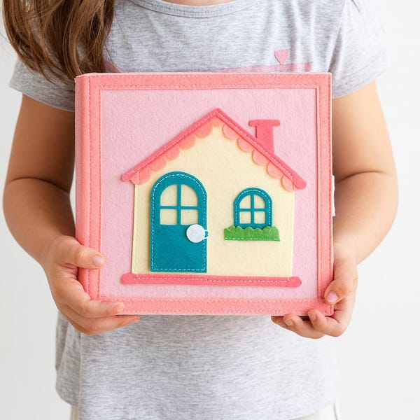 Felt Doll House Quiet Book – Handmade Montessori Busy Book for Kids – Interactive Learning Activity Book Educational Toy for 2-7 Year Olds