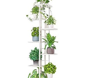 Supporto per piante a 8 livelli in metallo Supporto per vasi di fiori multipli Ripiani per fioriere Scaffale per espositori Organizzatore di stoccaggio per balcone giardino interno