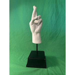 TMS 2005 Vitruvian Collection Faux Marble Sculpture of Hand with Crossed Fingers