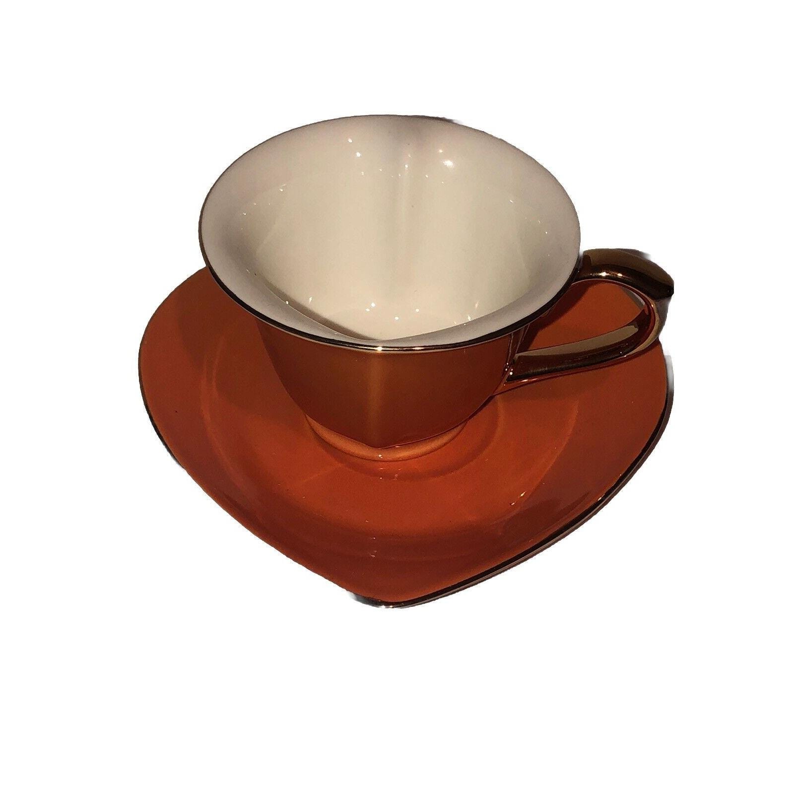 160ml Ceramic Coffee Cup & Saucer Set With Spoon – Heart-Shaped Green Tea Cups, Bone China, Gift Boxed
