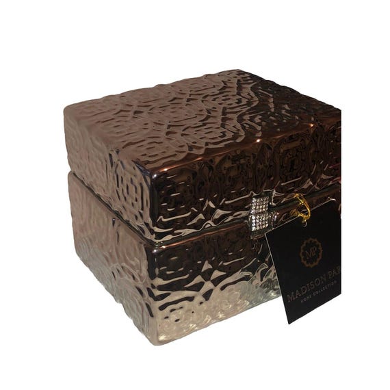 MADISON PARK HOME Collection Ceramic Fine Design Silver Box Vanity Or Table Nice