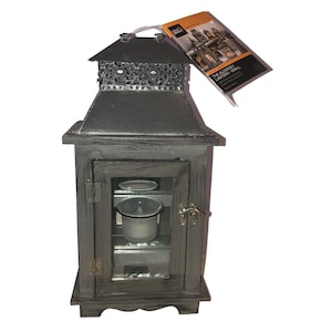 Rustic 15” Primitive Wood Lantern Candle Light Gray Votive Cole & Bright #2