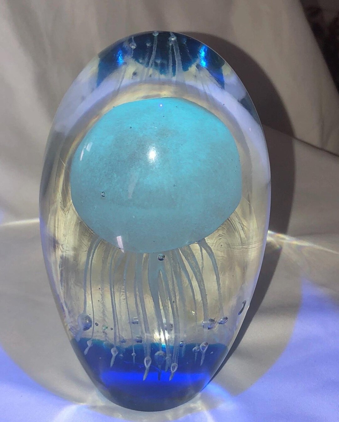 Dynasty Gallery Jellyfish Art Glass Paperweight Art Glass 6" Glow in ...