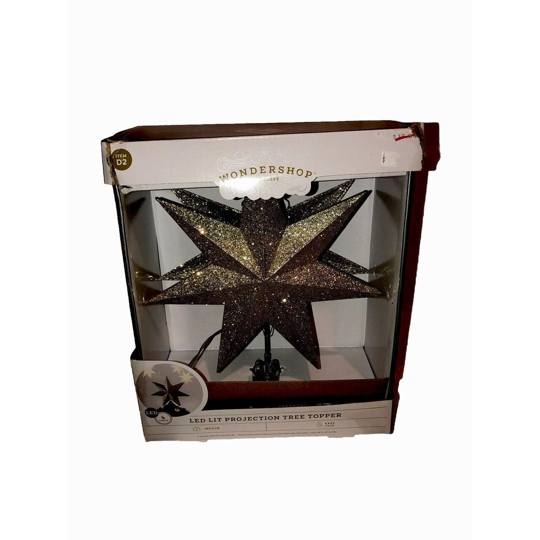 NEW Wondershop Gold Glitter Star Tree Topper Christmas LED Lit ...