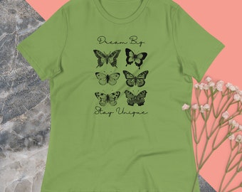 Dream Big Stay Unique Butterfly Shirt | butterfly shirt, butterfly, butterflies, nature, butterfly gift, mom shirt, summer, cottagecore