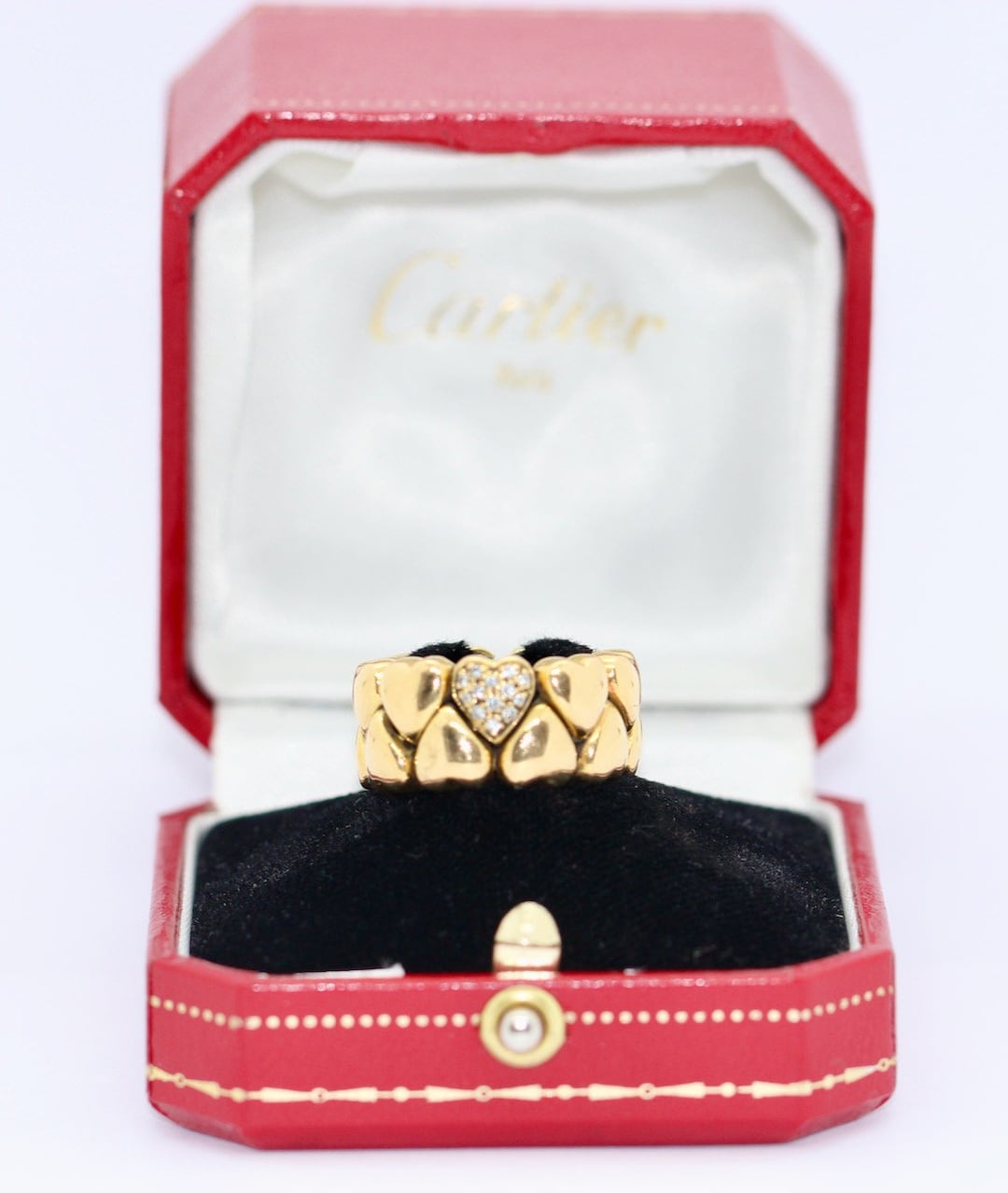 Cartier Double Heart Coeur Band Ring, 18K Gold With Diamonds Cartier Double Heart Coeur Band Ring, 18K Gold With Diamonds