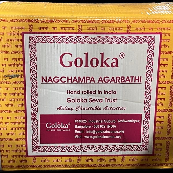 Goloka Nag Champa Masala Räucherstäbchen gelb Räucherwerk 16g Duftstäbchen