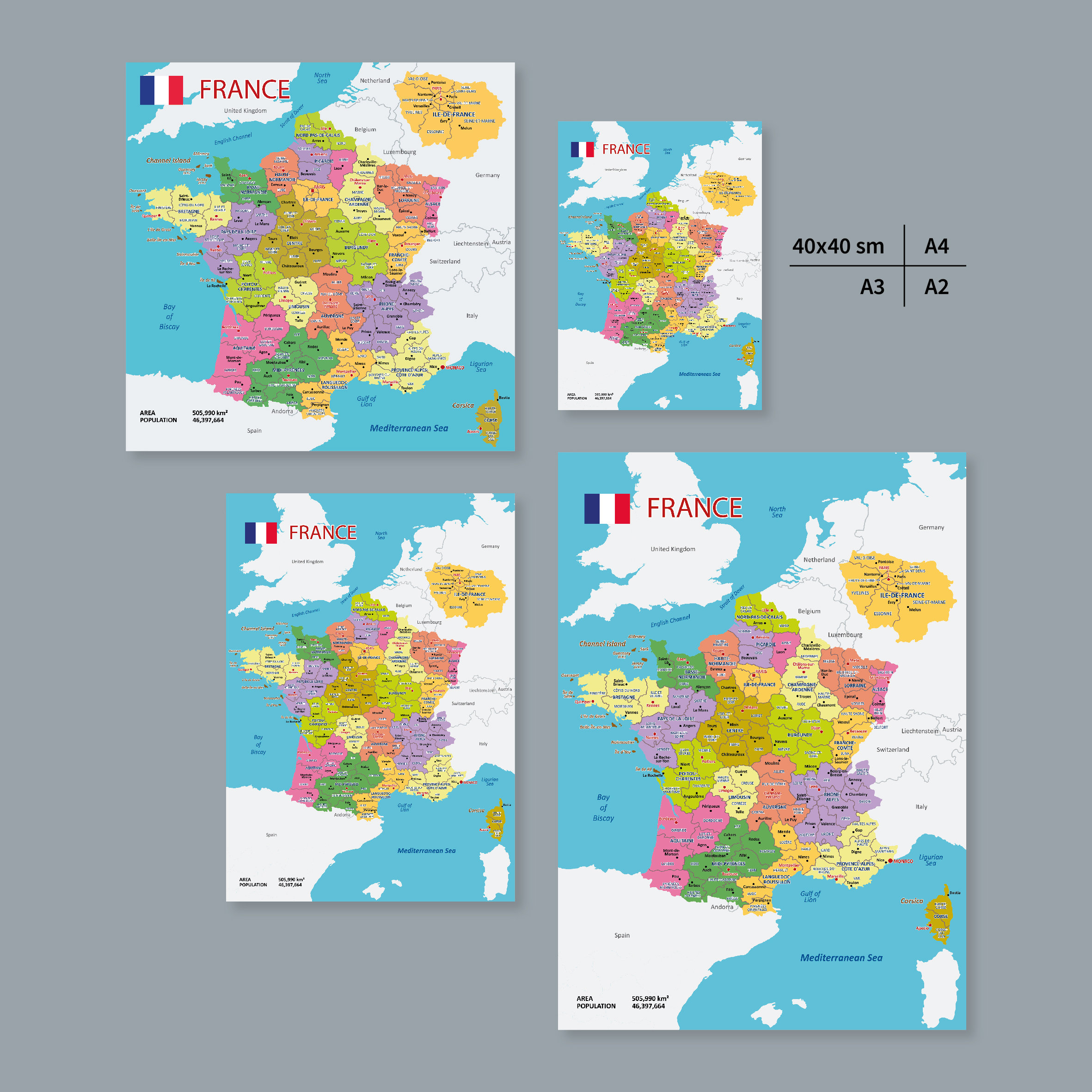 France Administrative Map for Arts and Crafts, Wall Hanging, Home Decor. Printable France Map ...