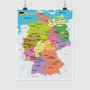 Germany Map Poster: Detailed Administrative Wall Art, Geography Gift