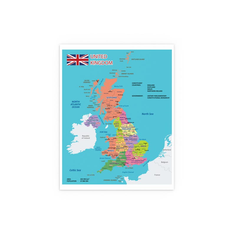 Silk Poster Political Map Of Great Britain England Travel Geography Il 794xN.6749063410 Bqkm