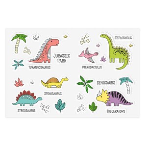 Naklejki z dinozaurami dla dzieci, kreskówkowy tyranozaur, triceratops, diplodok, kości dżungli, dekoracje z parku jurajskiego