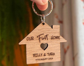 Our First Home Keyring - Key Chain - Moving House - First Home - Wooden Personalised Keyring - Wooden Gift - New home Gift - New House Chain
