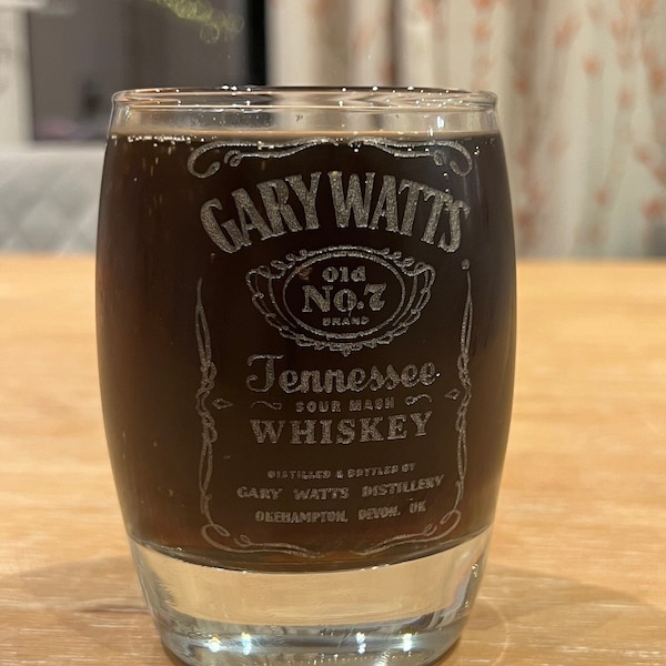 Personalised Engraved Whisky Glass, Whisky lover, Male Gift Ideas, Male Presents, Jack Daniels style glass, Dad, Fathers Day Gift