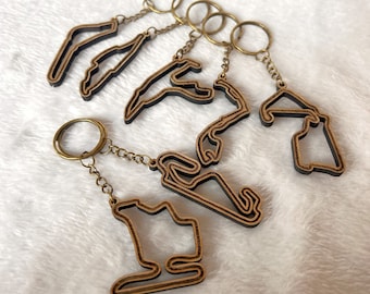 F1 Track Circuit Keyring, Oak Style F1 2023, Formula One Gift, Racing F1 Fan, Formula 1 Lover Gift, Grand Prix Layout Circuits Tracks