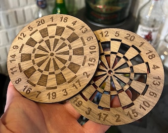 Dartboard Engraved Coaster, Darts lover, Man Cave, Male Gift Ideas, Male Presents, Wooden Coaster, Dad, Fathers Day Gift, Darts accessories