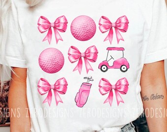 Golf Coquette Bow png,Coquette Era png,Pink Bow,Aesthetic girl Png,Soft Girl,Golf png,Preppy png,Sports png,Spring Sports