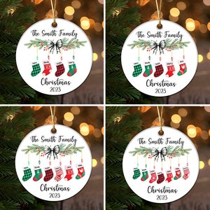 Family Christmas Ornament PNG, Personalized Family Stocking Ornament Design png, Ornament Add Your Own Name,Christmas Bundle Ornament image 1