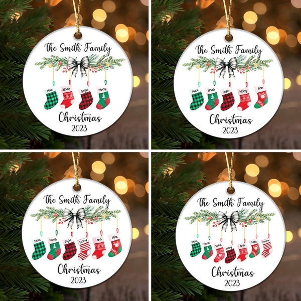 Family Christmas Ornament PNG, Personalized Family Stocking Ornament Design png, Ornament Add Your Own Name,Christmas Bundle Ornament