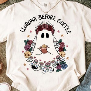 Llorona Before Coffee, Ghost Llorrona PNG,  Spooky Conchas PNG, Cafecito Halloween, Mexican Halloween