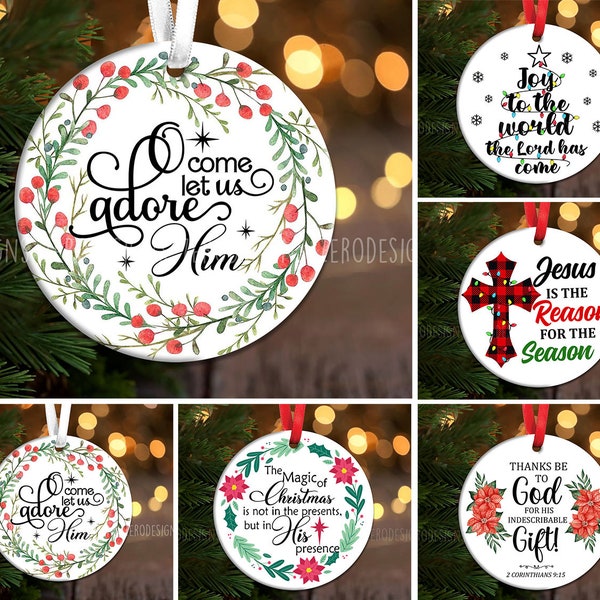 Christian Christmas Bundle Ornament Sublimation PNG, Instant Digital Download, Faith,Merry Christmas, Religious, Jesus png, Nativity