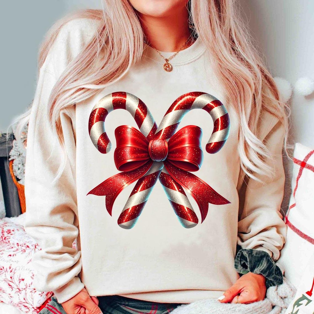 Candy Cane Png Christmas Png Glitter Christmas Png Coquette Holiday Png