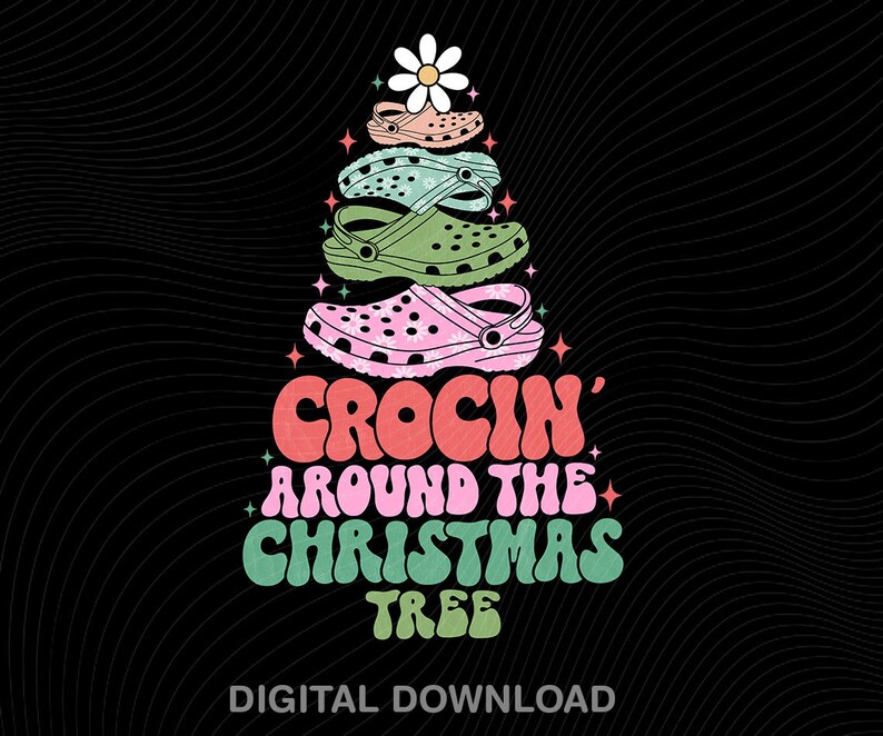 Retro Christmas PNG Crocin’ Around the Christmas Tree - Etsy