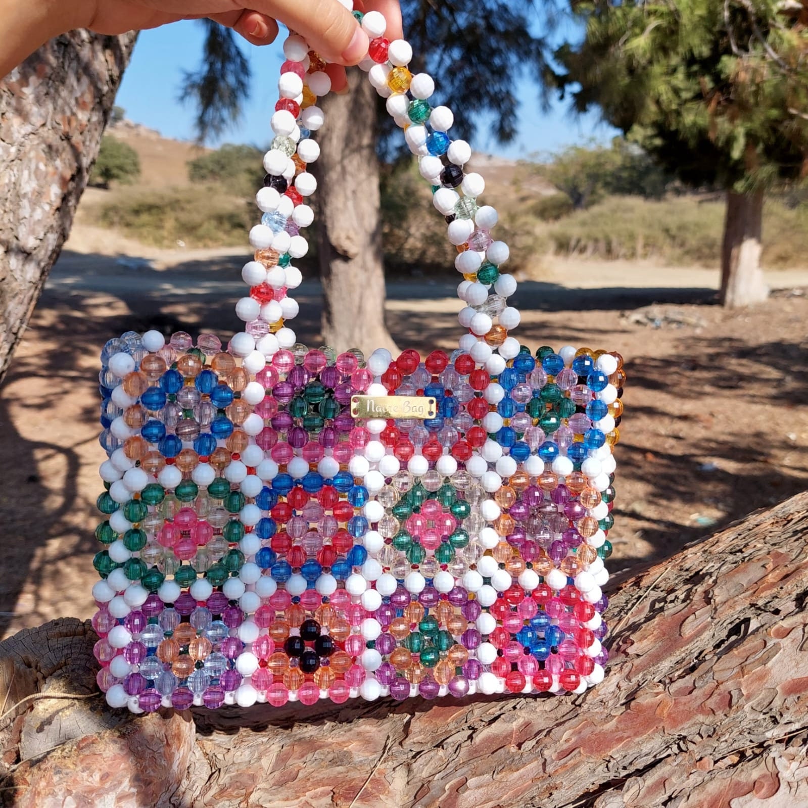 Rainbow Bag Granny Square Purse Crystal Bag Beaded Purse Square Bag Beaded Top Handle Bag Beads Handbags Vintage Beaded Purse