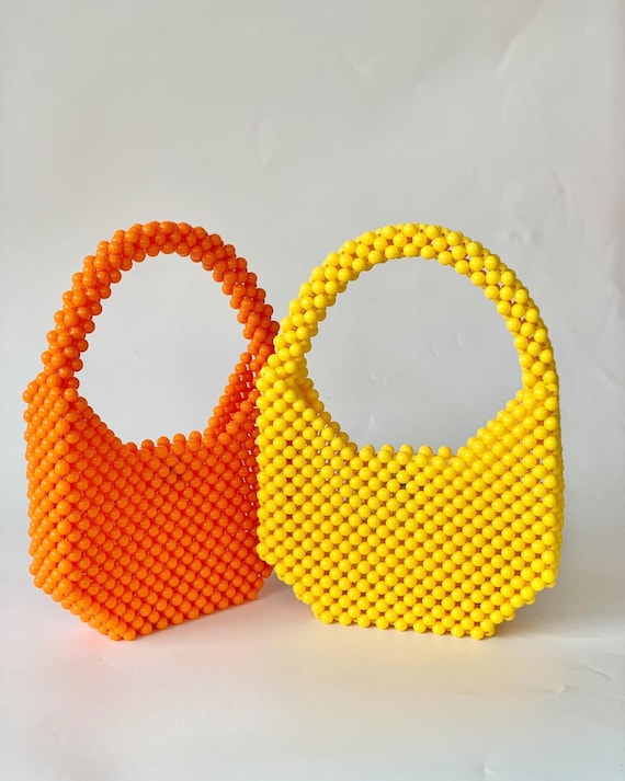 Handmade Mini Bead Bag: Colorful Pearl Top Handle Purse - Etsy