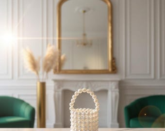 Handmade Pearl Beaded Bag: Wedding Clutch, Bride Bag