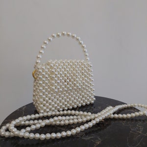 Perlen Perlen Tasche - Perlen Braut Tasche - Weiße Perlen Tasche - Hochzeitstasche - Brautjungfer Geschenk Tasche - Kleine Perlen Tasche - Perlenschultertasche - Abendtasche